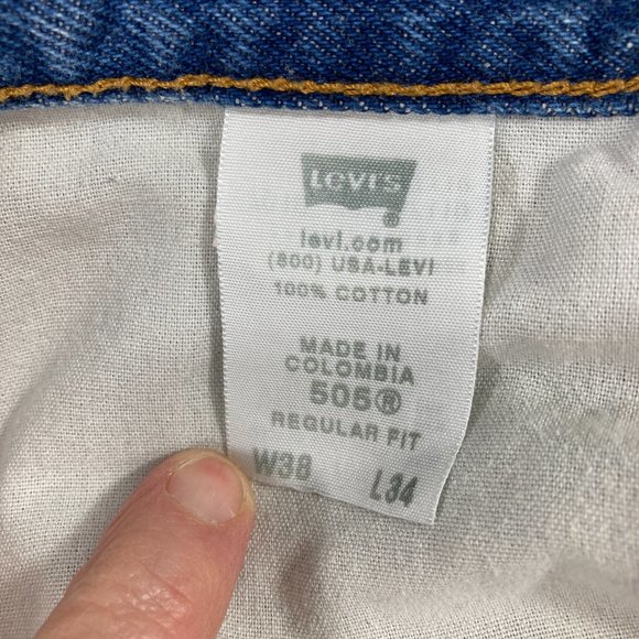 Levis 505 Mens 38 x 34 Denim Blue Jeans - Picture 6 of 6